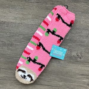 Pink Sloth Holiday Socks